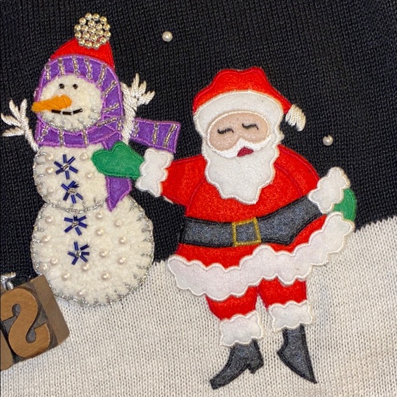 ❄️☃️🎅🏻BASIC EDITIONS Holiday Snowman☃️/Santa🎅🏻 Christmas Sweater - Picture 5 of 12